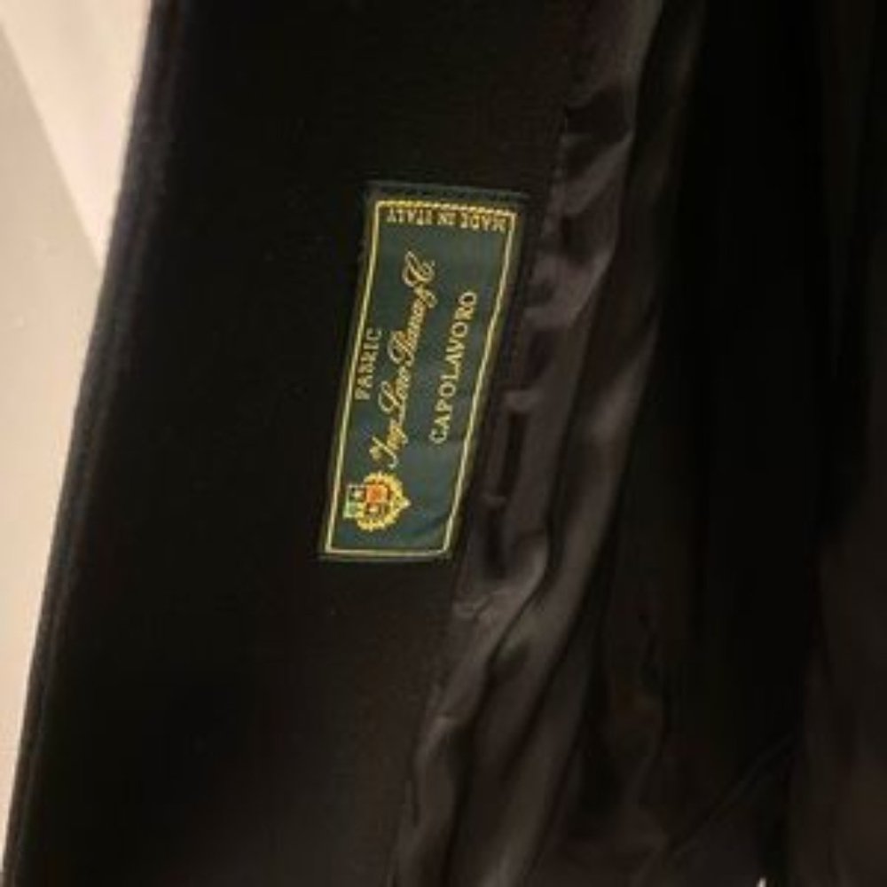 NEW Loro Piana Italian Double Breasted Black Virgin Wool Coat Size US 12 / EU 44